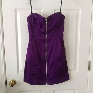 Purple strapless dress